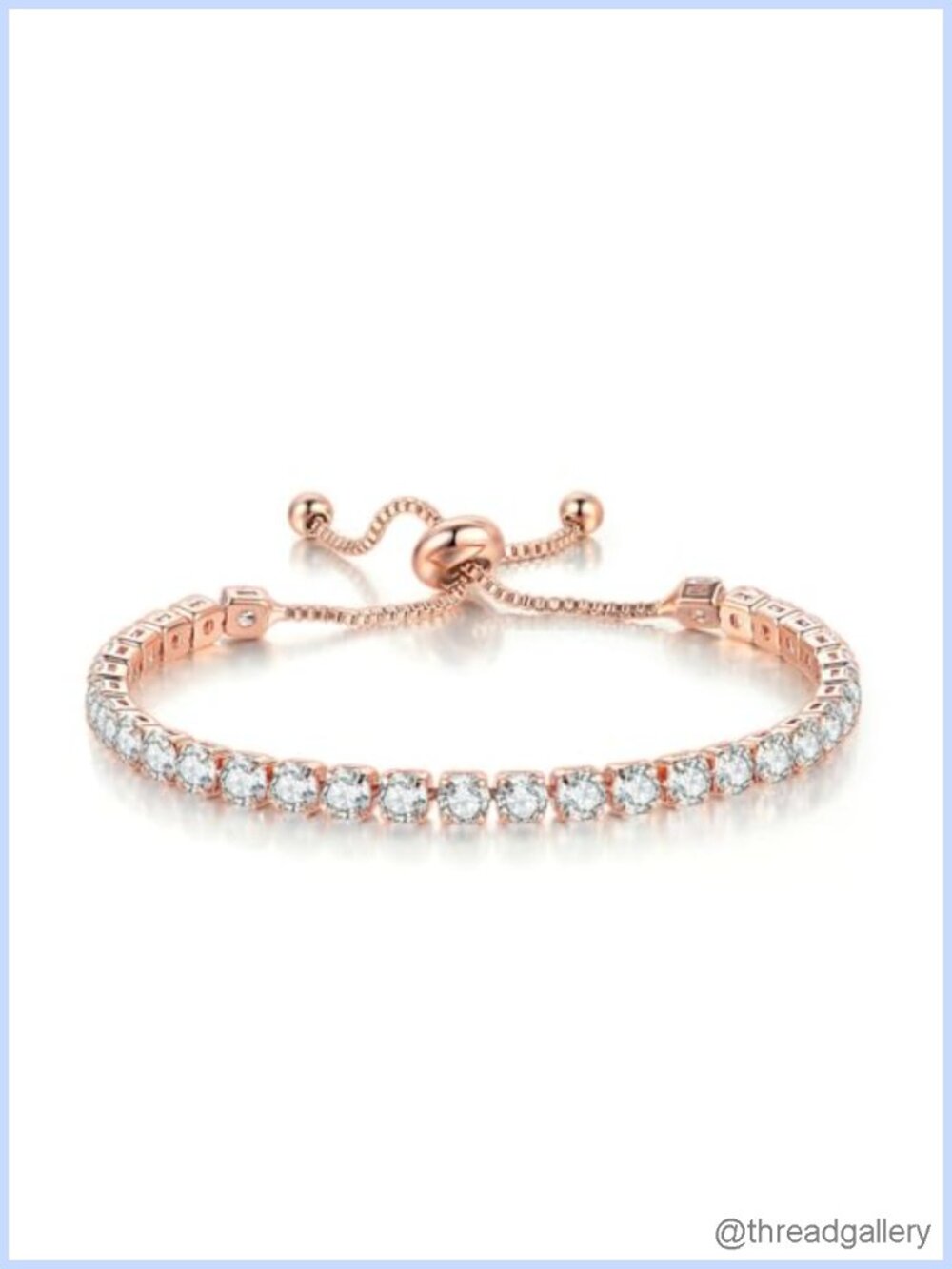 Adjustable Crystal Tennis Bracelet 14K Gold Silver Plated Alloy Women Wedding